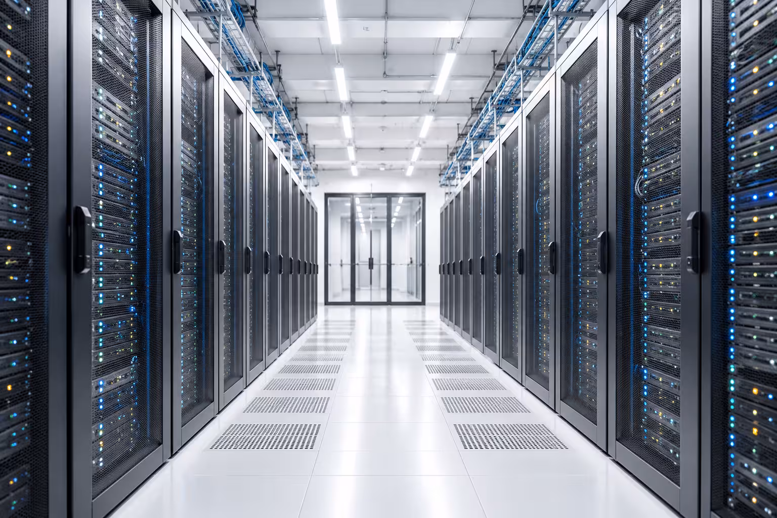Interior of a data center with critical equipment
